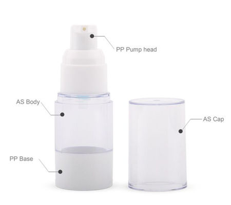 garrafa mal ventilada plástica de 15ml 30ml 50ml para o empacotamento cosmético