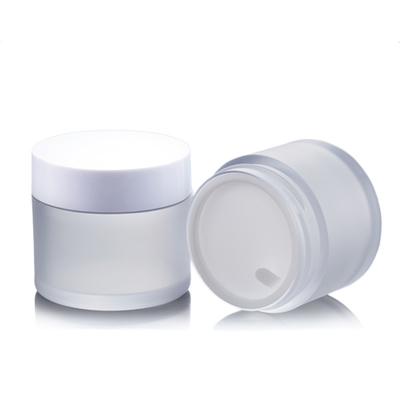 frasco de creme cosmético do círculo 50G pequeno claro vazio com tampas